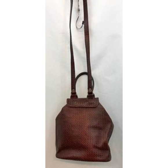 Cuerolandia Burgundy Perforated Leather Backpack main image 8